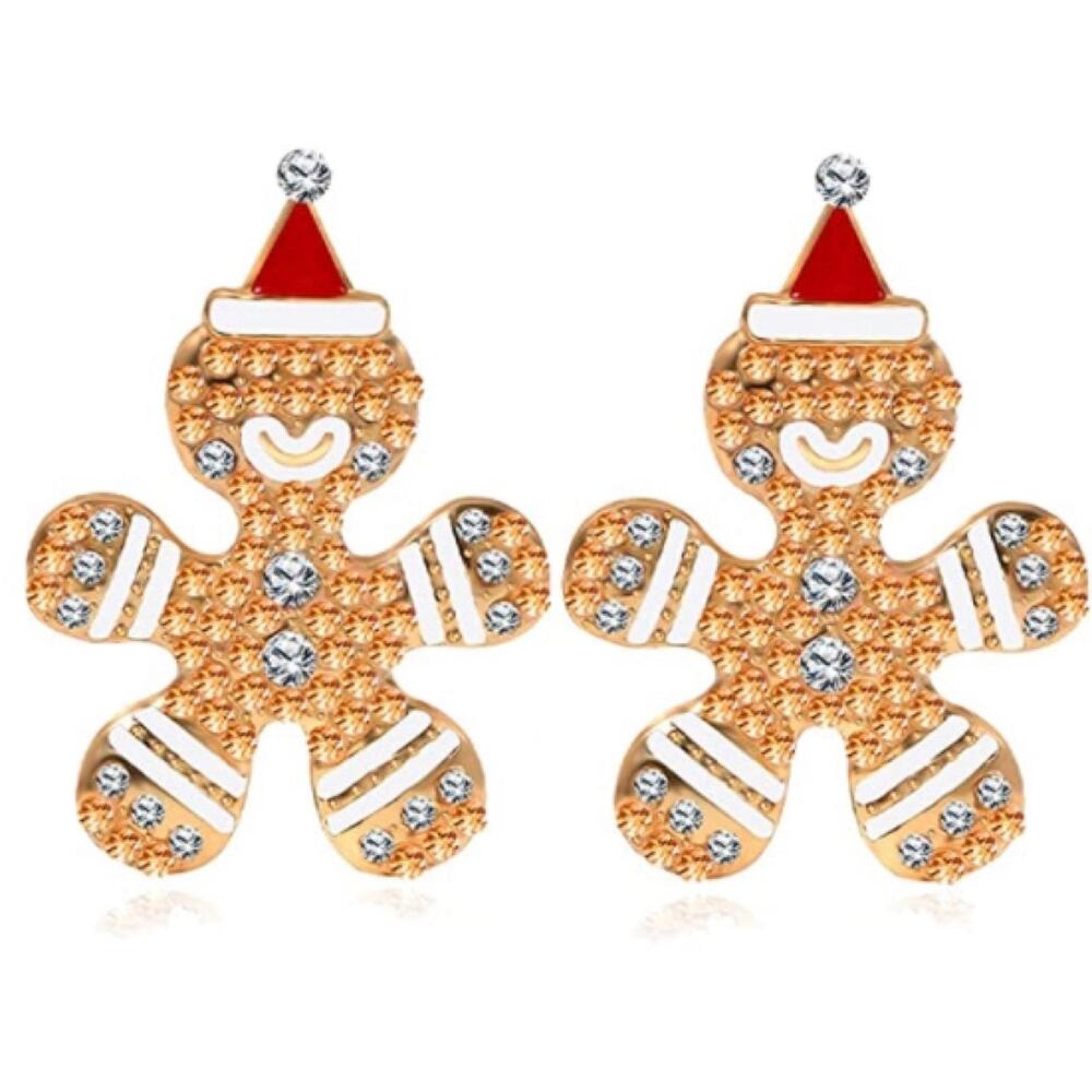 Gingerbread Man with Crystals Earrings